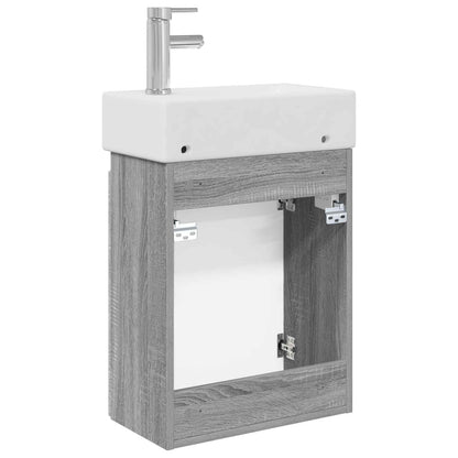 Mobile bagno con rubinetto Sonoma grigio 45,5 x 22,5 x 84 cm | homemem39