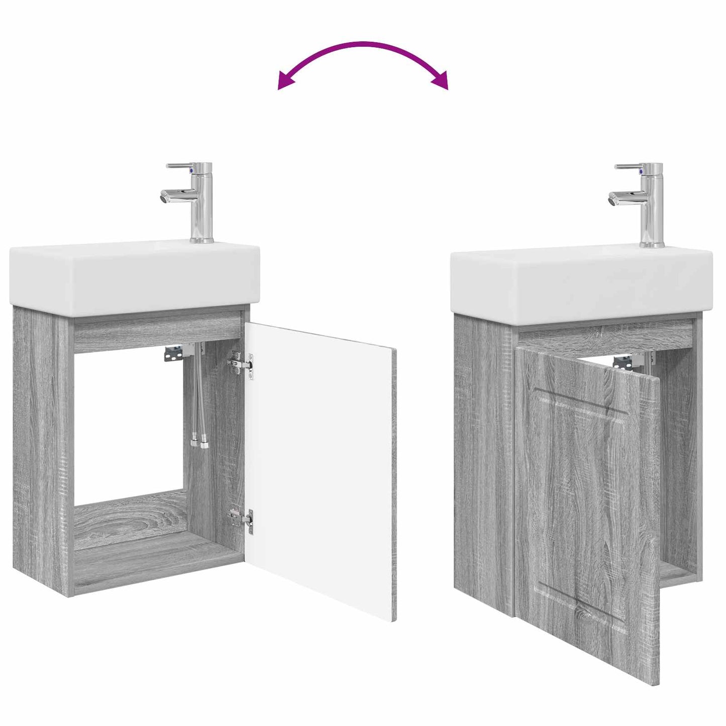 Mobile bagno con rubinetto Sonoma grigio 45,5 x 22,5 x 84 cm | homemem39