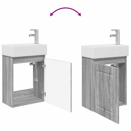 Mobile bagno con rubinetto Sonoma grigio 45,5 x 22,5 x 84 cm | homemem39