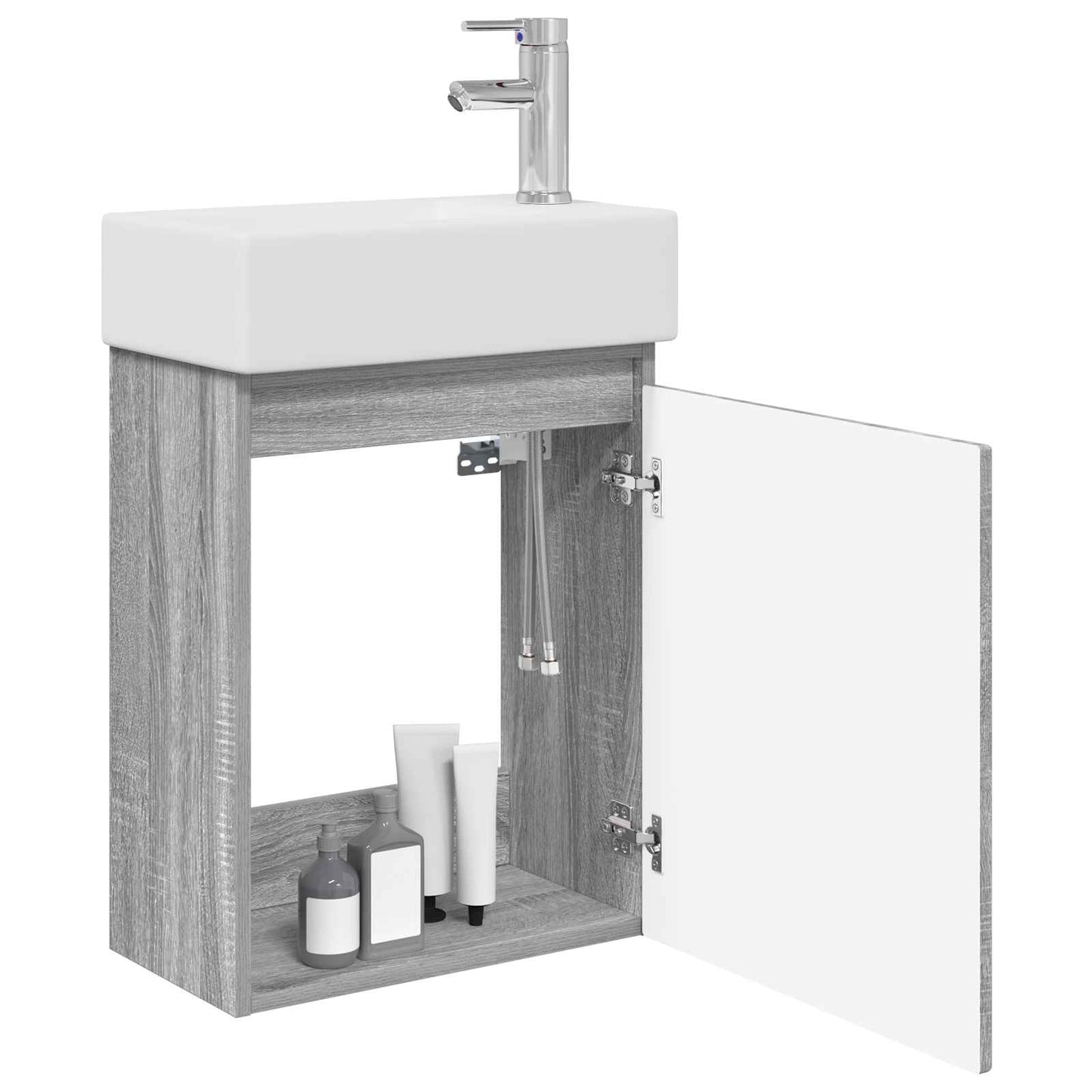 Mobile bagno con rubinetto Sonoma grigio 45,5 x 22,5 x 84 cm | homemem39