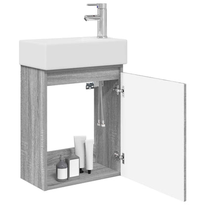 Mobile bagno con rubinetto Sonoma grigio 45,5 x 22,5 x 84 cm | homemem39