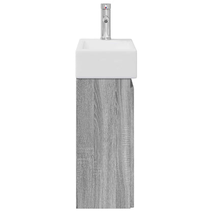 Mobile bagno con rubinetto Sonoma grigio 45,5 x 22,5 x 84 cm | homemem39