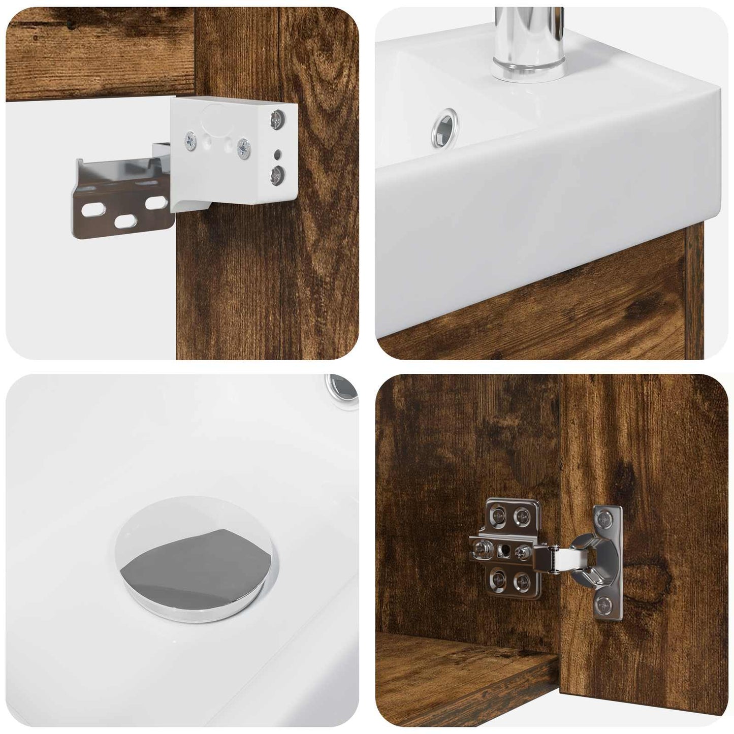 Mobile bagno con rubinetto Rovere Fumo 40,5 x 22,5 x 62 cm | homemem39
