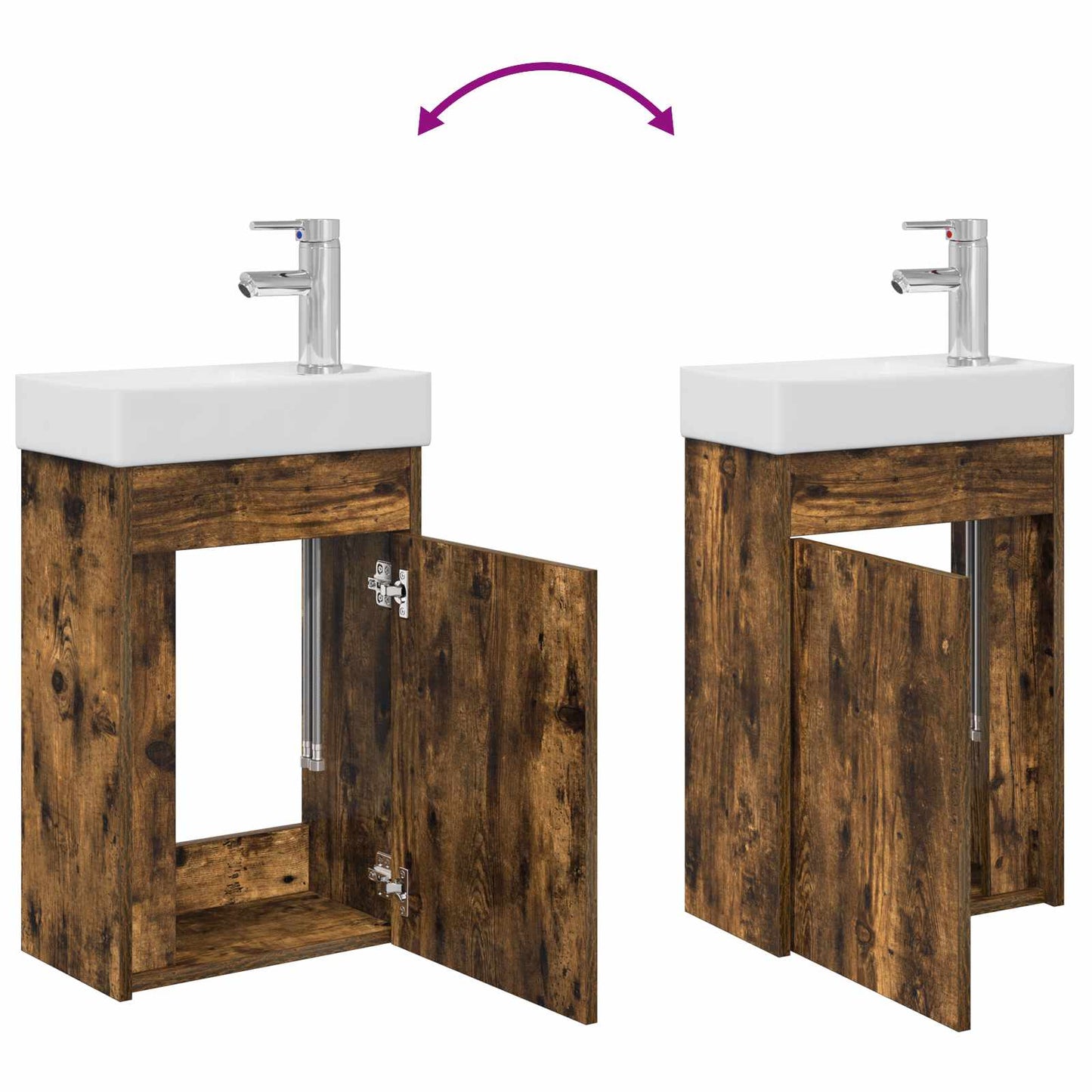 Mobile bagno con rubinetto Rovere Fumo 40,5 x 22,5 x 62 cm | homemem39