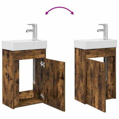 Mobile bagno con rubinetto Rovere Fumo 40,5 x 22,5 x 62 cm | homemem39