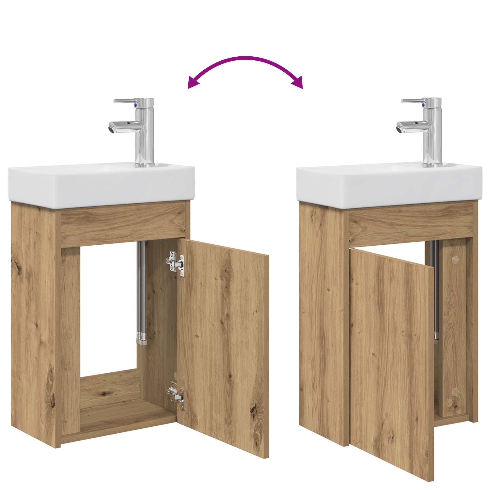 Mobile da bagno con lavabo con archiviazione Rovere artigianale | homemem39