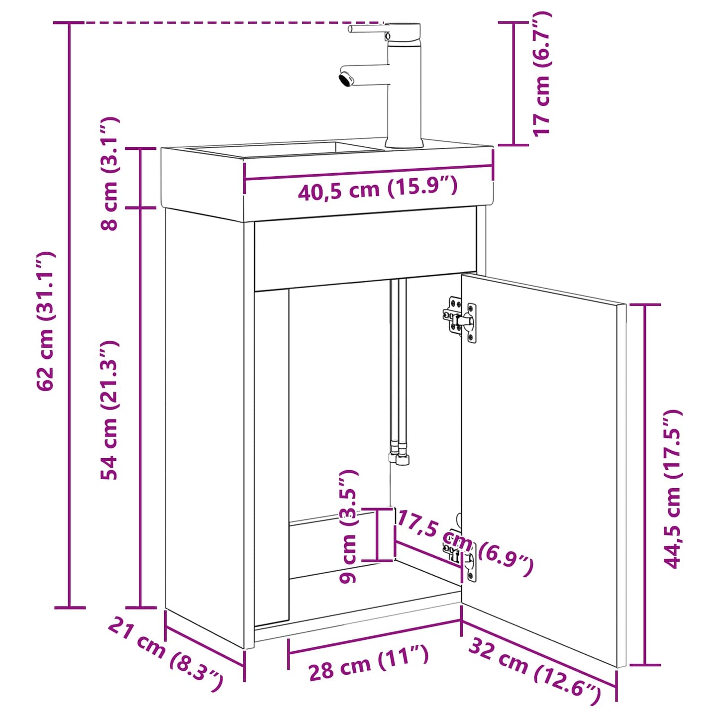 Mobile da bagno con lavabo con archiviazione Rovere artigianale | homemem39
