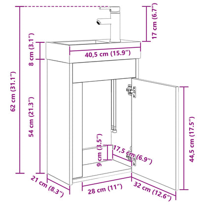 Mobile da bagno con lavabo con archiviazione Rovere artigianale | homemem39