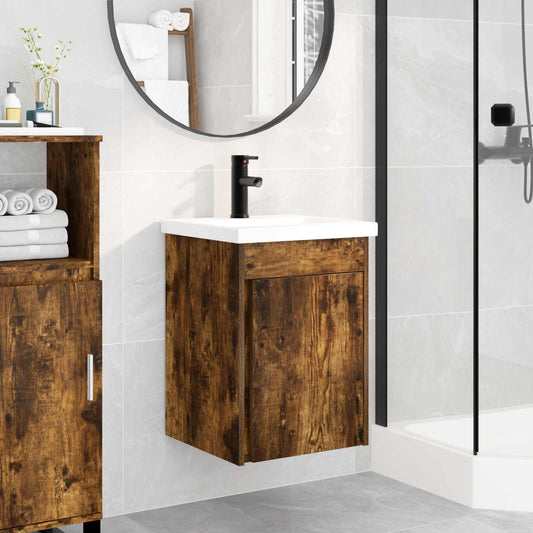 Mobile bagno con rubinetto Rovere Fumo 42 x 40 x 74,5 cm - homemem39