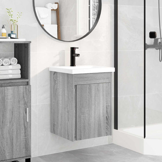 Mobile bagno con rubinetto Sonoma grigio 42 x 40 x 74,5 cm - homemem39