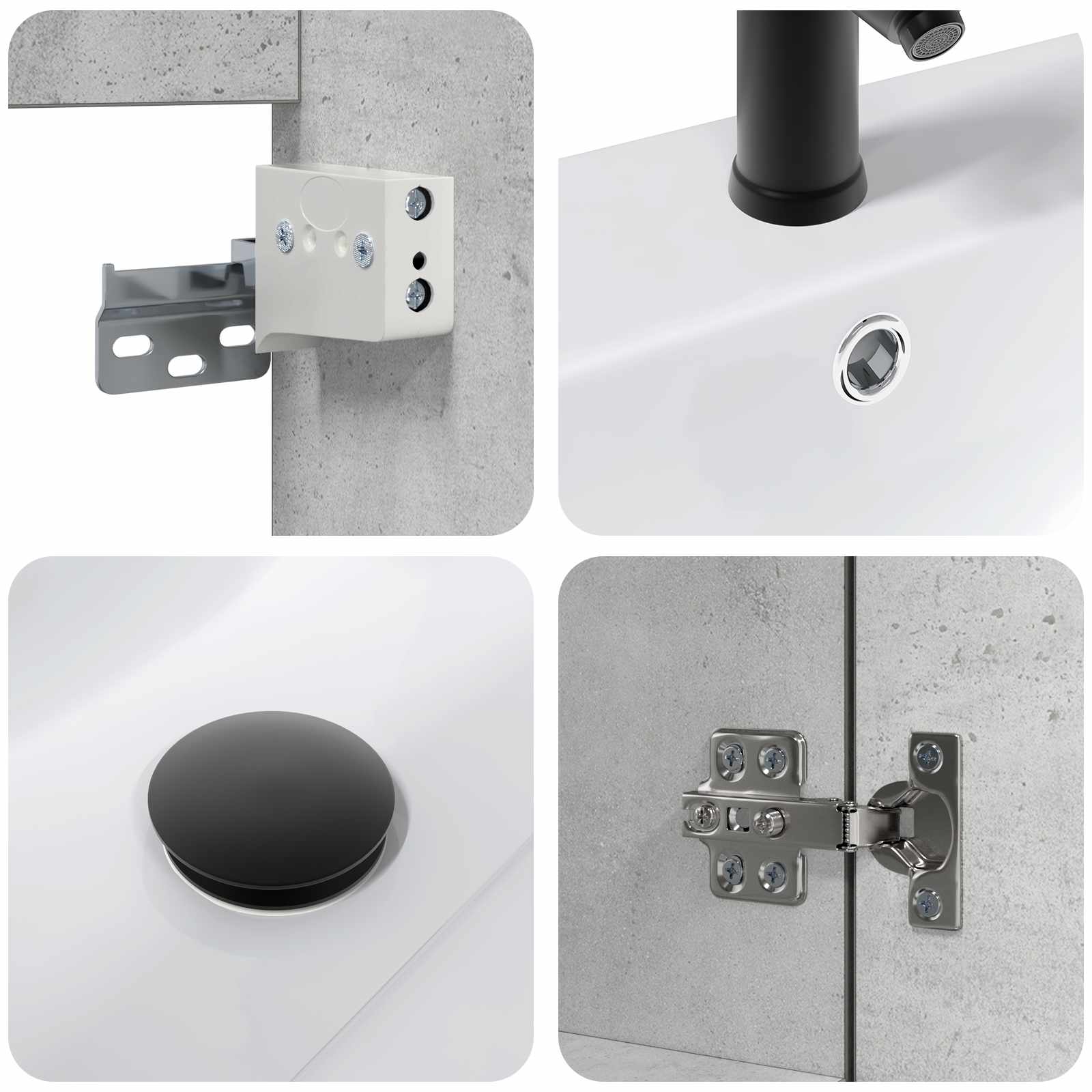 Mobile bagno con rubinetto Grigio Cemento 61 x 40 x 74,5 cm | homemem39