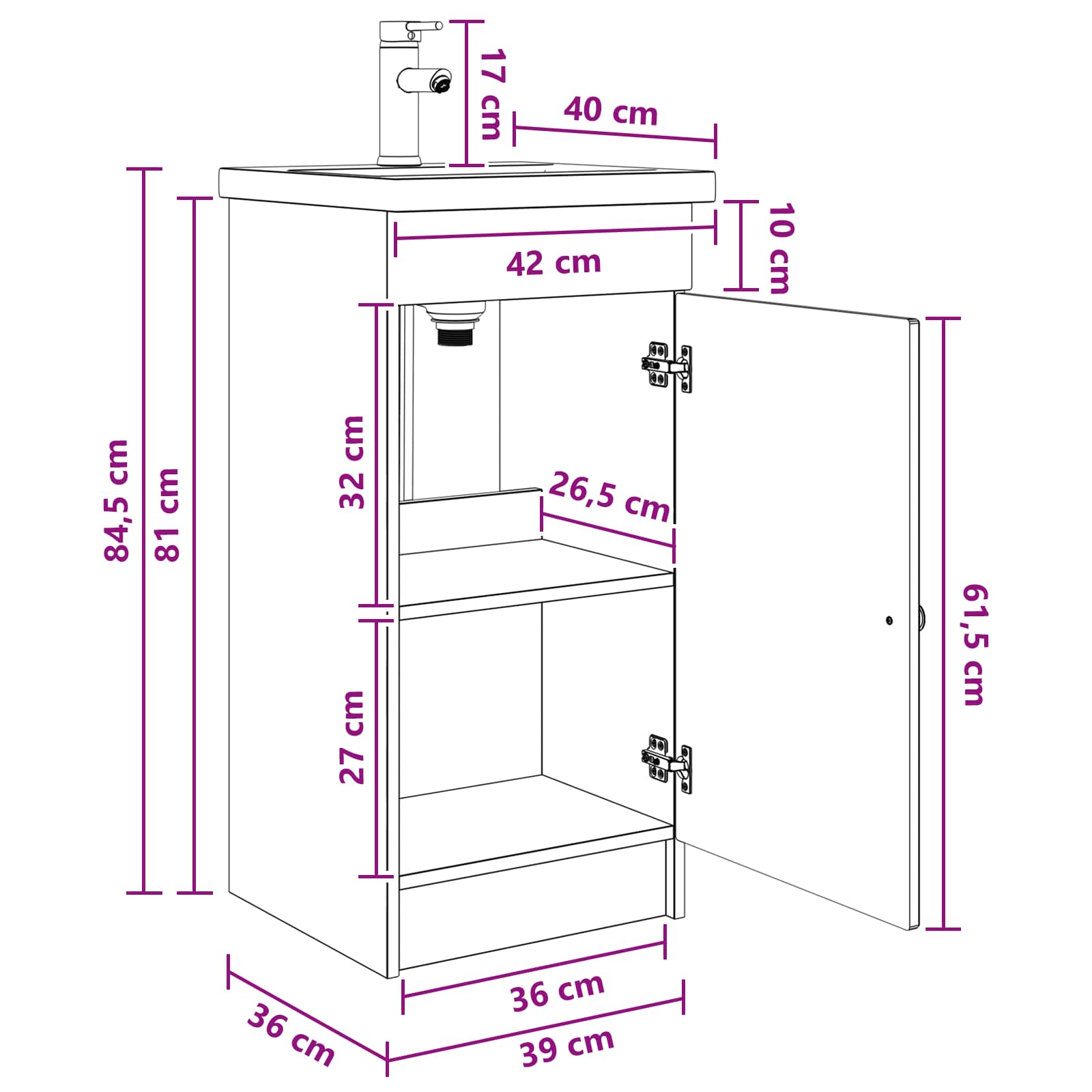 Mobile da bagno con lavabo Rovere Sonoma 42 x 40 x 84,5 cm | homemem39