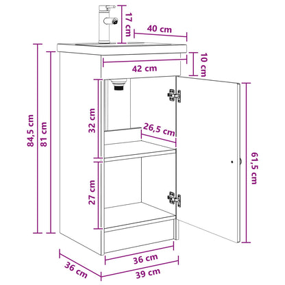 Mobile da bagno con lavabo Bianco Lucido 42 x 40 x 84,5 cm | homemem39