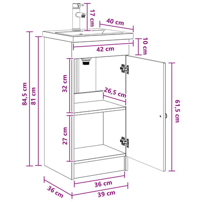 Mobile da bagno con lavabo Nero 42 x 40 x 84,5 cm | homemem39