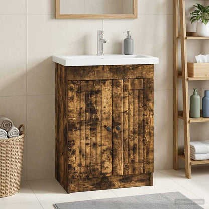 Mobiletto da bagno sotto il lavello Rovere Fumo | homemem39
