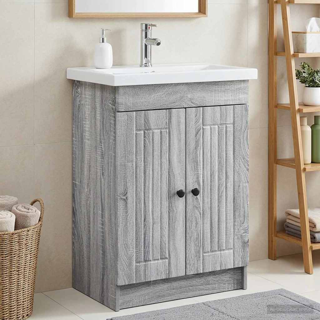 Mobiletto da bagno sotto il lavello Sonoma grigio | homemem39
