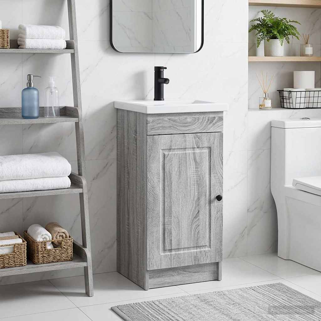 Mobile da bagno con lavabo Sonoma grigio 42 x 40 x 84,5 cm | homemem39
