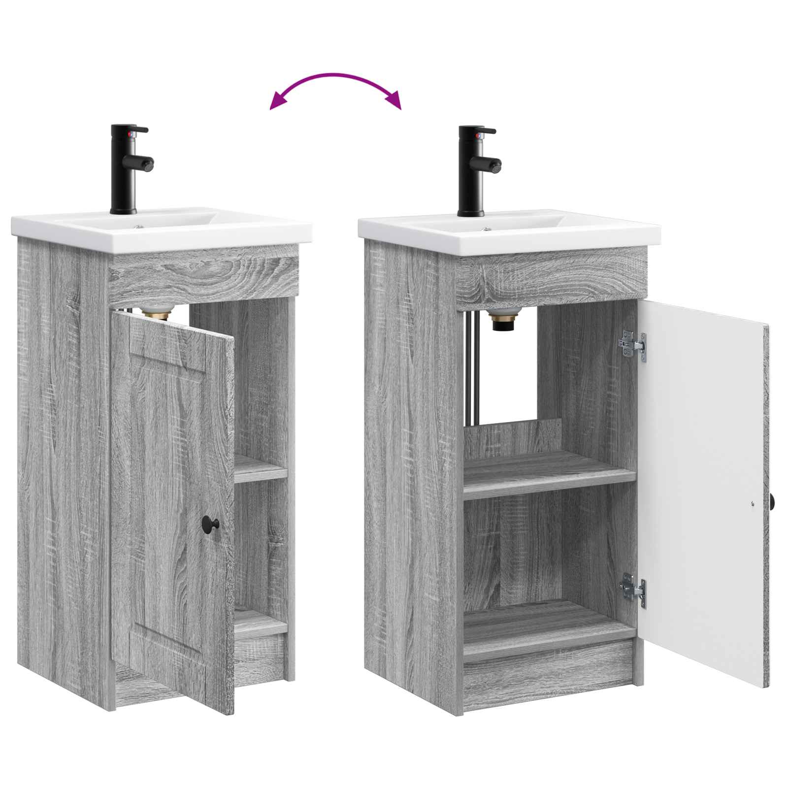 Mobile da bagno con lavabo Sonoma grigio 42 x 40 x 84,5 cm | homemem39