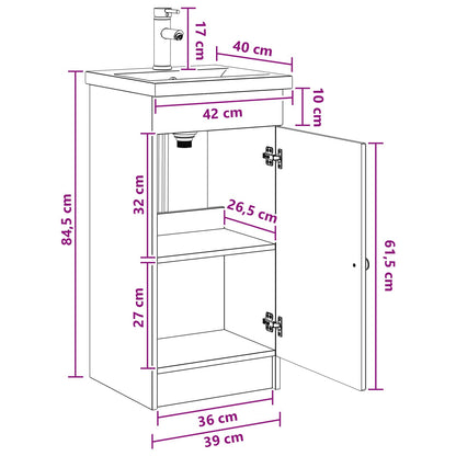 Mobile da bagno con lavabo Sonoma grigio 42 x 40 x 84,5 cm | homemem39