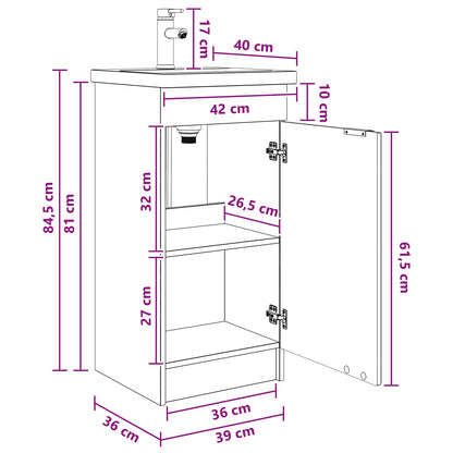 Mobile da bagno con lavabo Nero 42 x 40 x 84,5 cm | homemem39