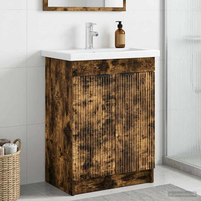 Mobiletto da bagno sotto il lavello Rovere Fumo | homemem39