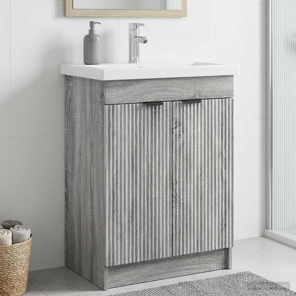 Mobiletto da bagno sotto il lavello Sonoma grigio | homemem39
