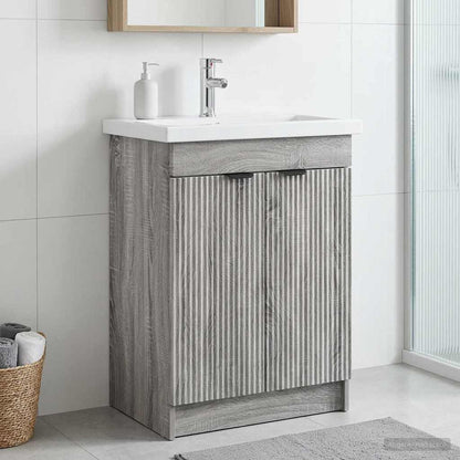 Mobiletto da bagno sotto il lavello Sonoma grigio | homemem39