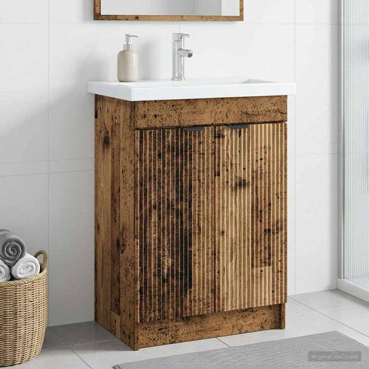 Mobiletto da bagno sotto il lavello Legno antico - homemem39