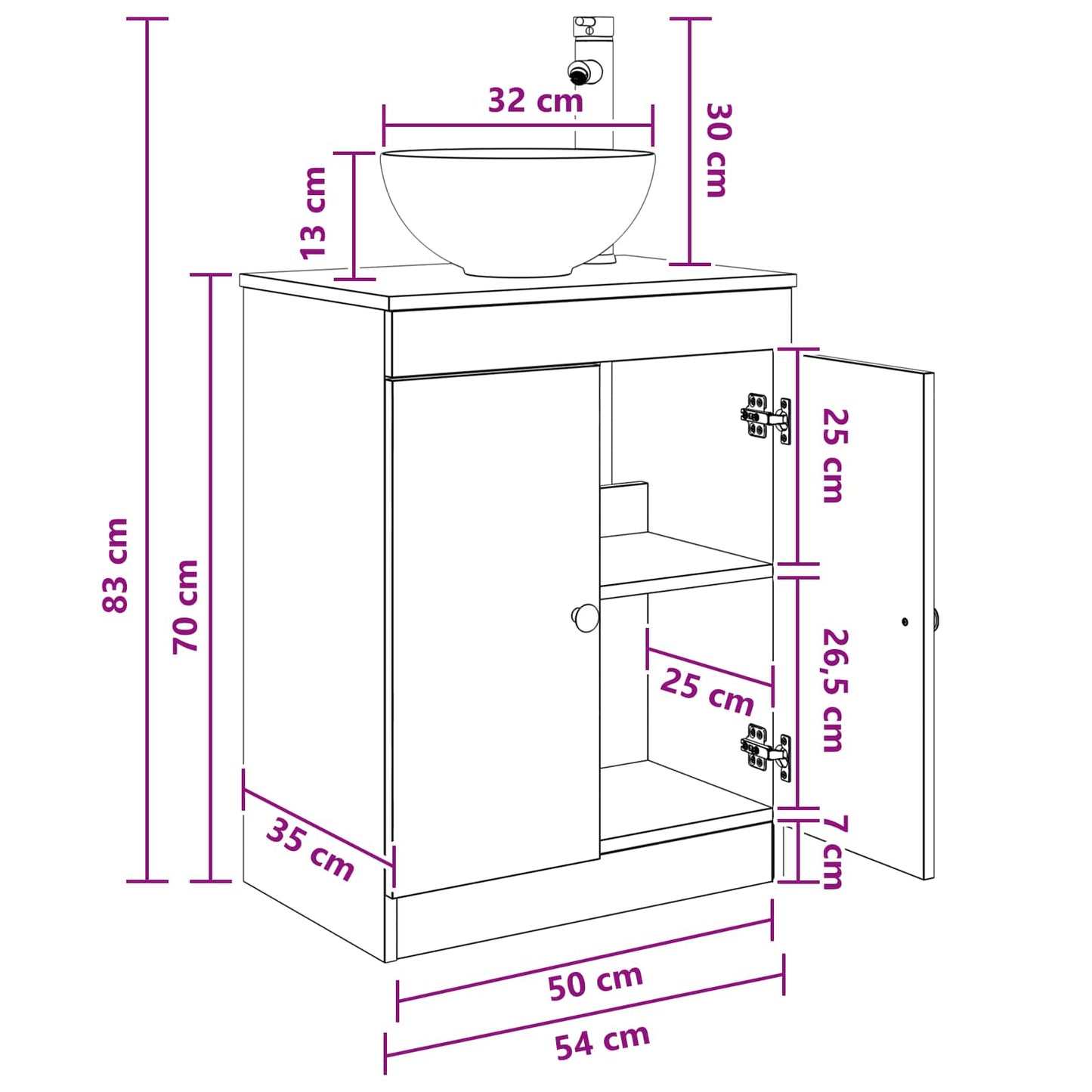 Mobile da bagno con lavabo Bianco 54 x 35 x 83 cm | homemem39
