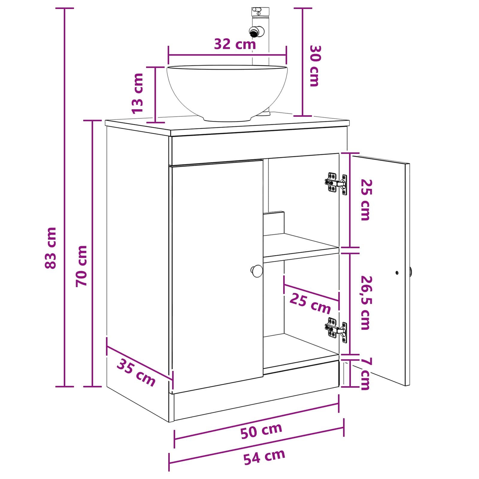 Mobile da bagno con lavabo Bianco 54 x 35 x 83 cm | homemem39