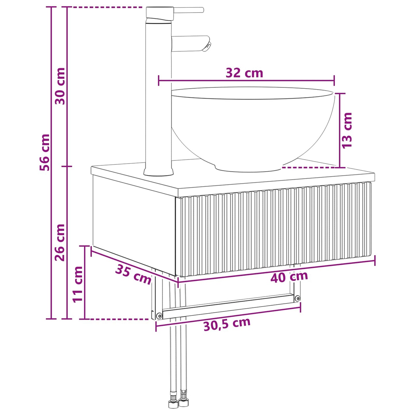 Lavabo da Parete Bianco 40 x 35 x 39 cm Legno ingegnerizzato | homemem39