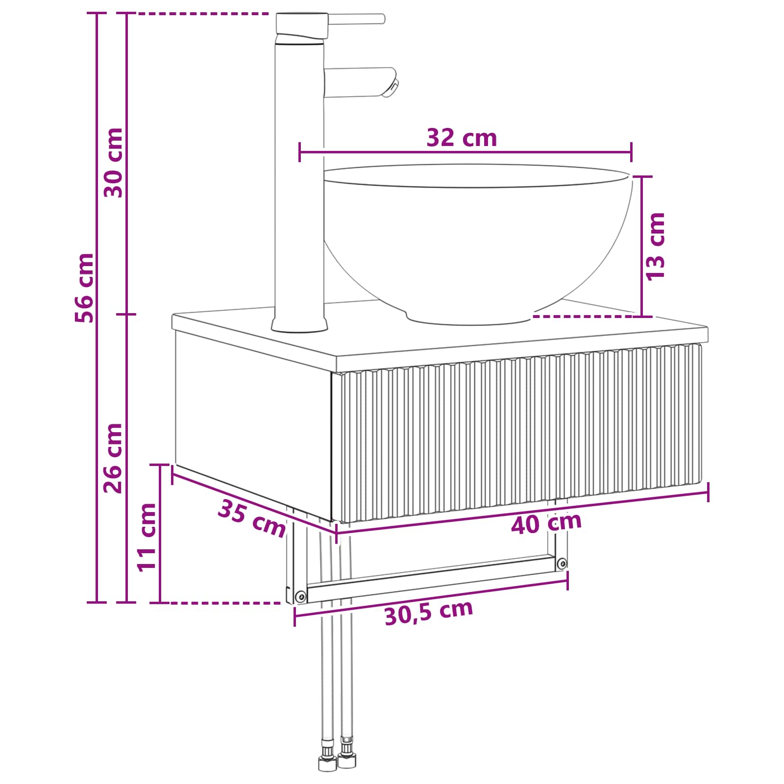Lavabo da Parete Bianco 40 x 35 x 39 cm Legno ingegnerizzato | homemem39