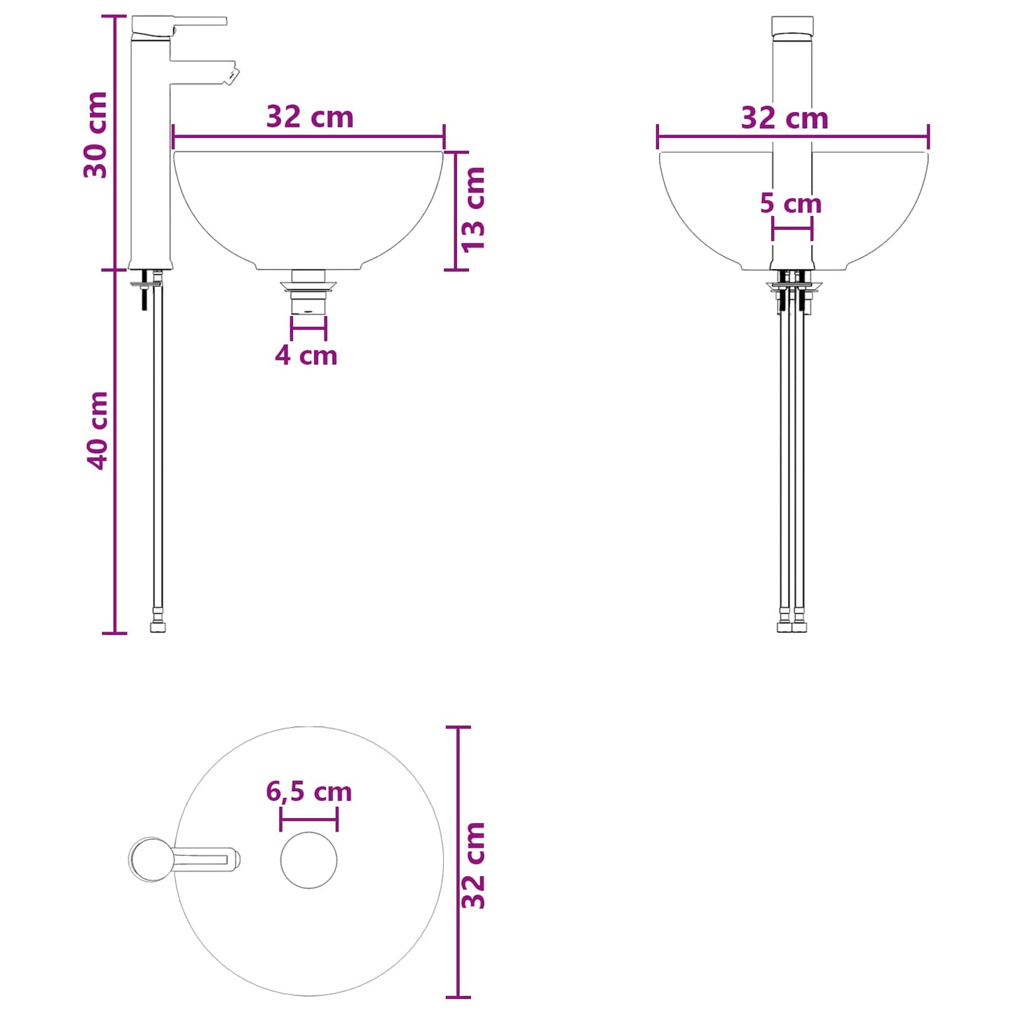 Lavabo da Parete Bianco 40 x 35 x 39 cm Legno ingegnerizzato | homemem39