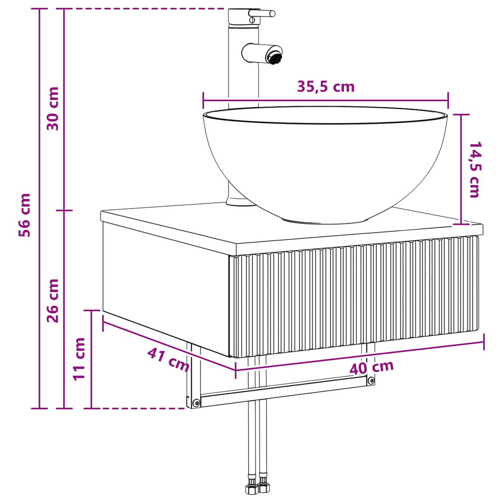 Lavabo da Parete Rovere Artigianale 40 x 41 x 40,5 cm | homemem39