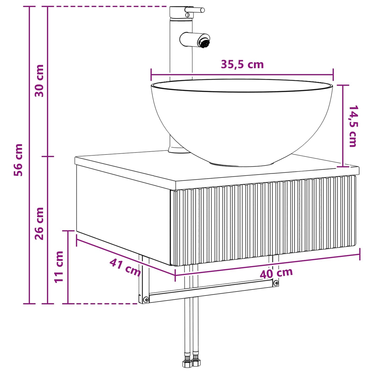 Lavabo da Parete Rovere Artigianale 40 x 41 x 40,5 cm | homemem39