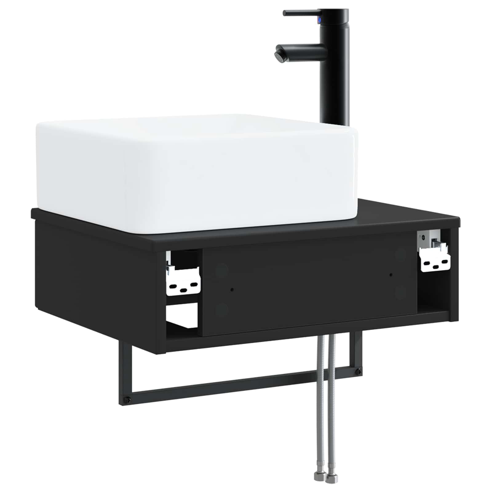 Lavabo da Parete Nero 50 x 41 x 39 cm Legno ingegnerizzato | homemem39