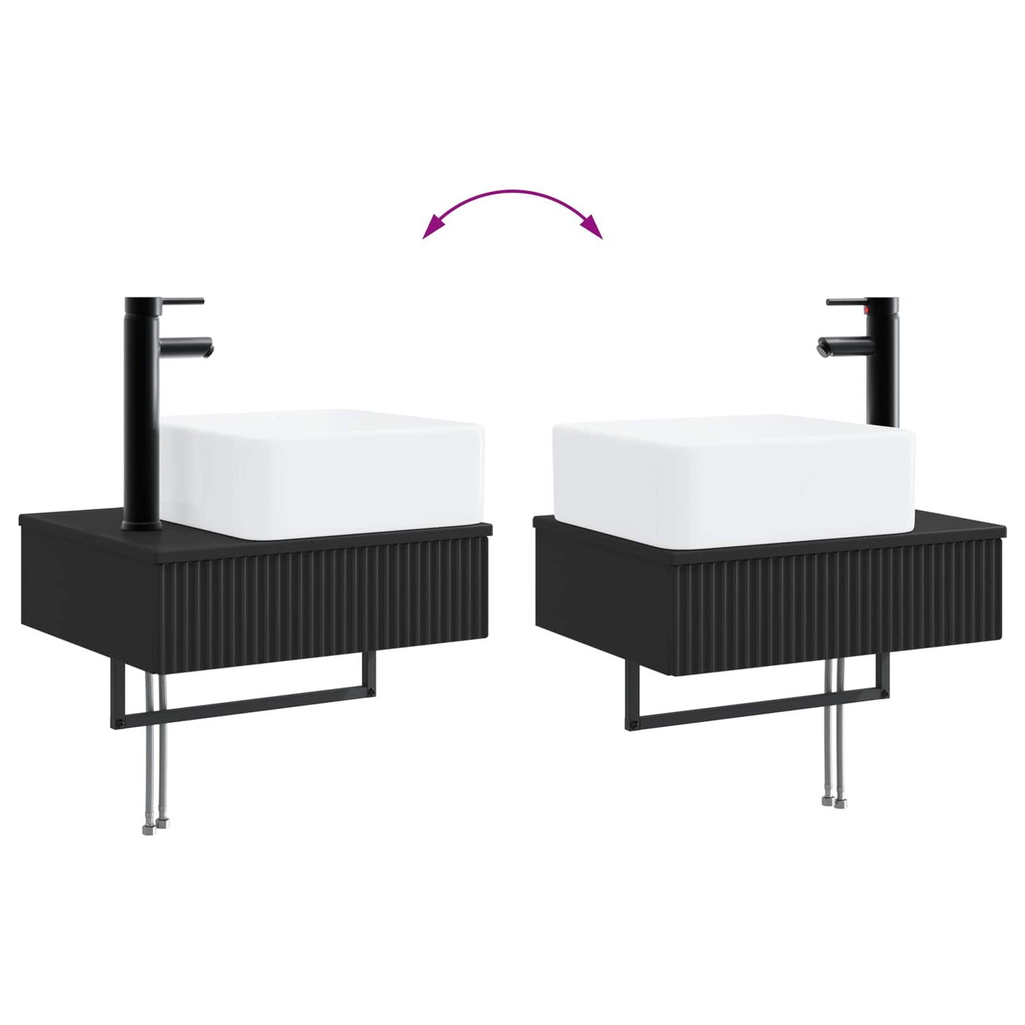 Lavabo da Parete Nero 50 x 41 x 39 cm Legno ingegnerizzato | homemem39
