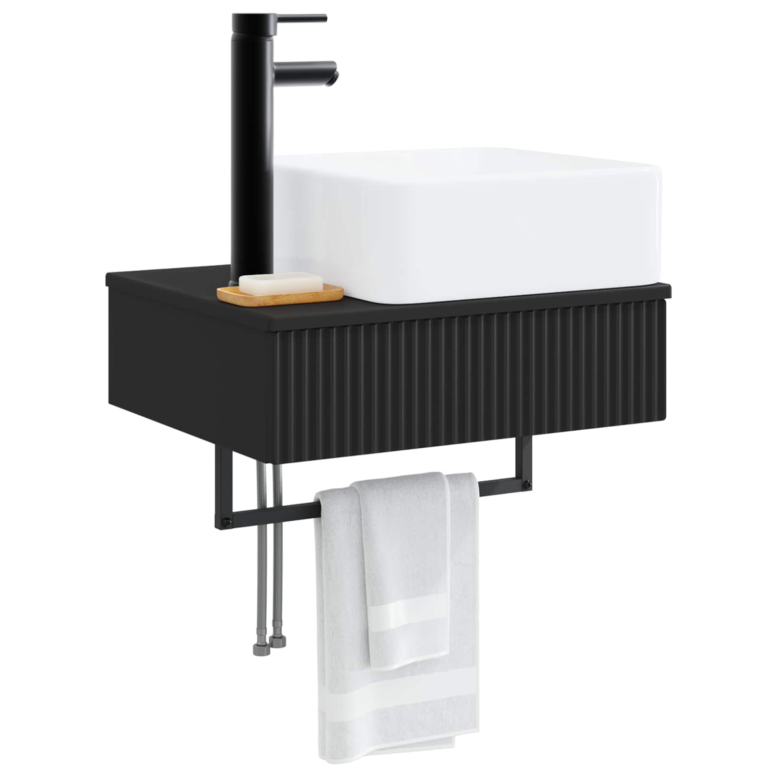 Lavabo da Parete Nero 50 x 41 x 39 cm Legno ingegnerizzato | homemem39