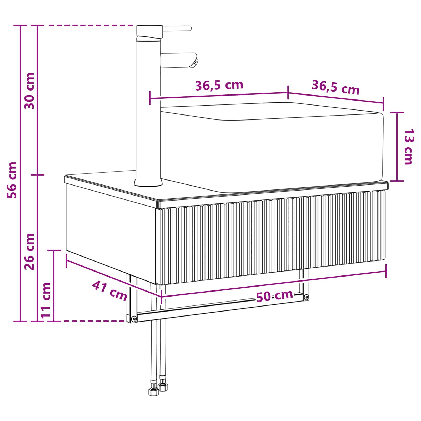 Lavabo da Parete Bianco Lucido 50 x 41 x 39 cm | homemem39
