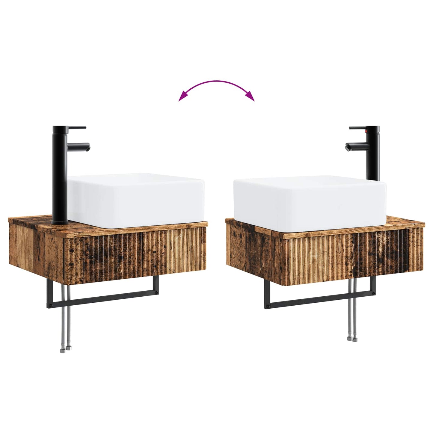 Lavabo da Parete Legno antico 50 x 41 x 39 cm | homemem39