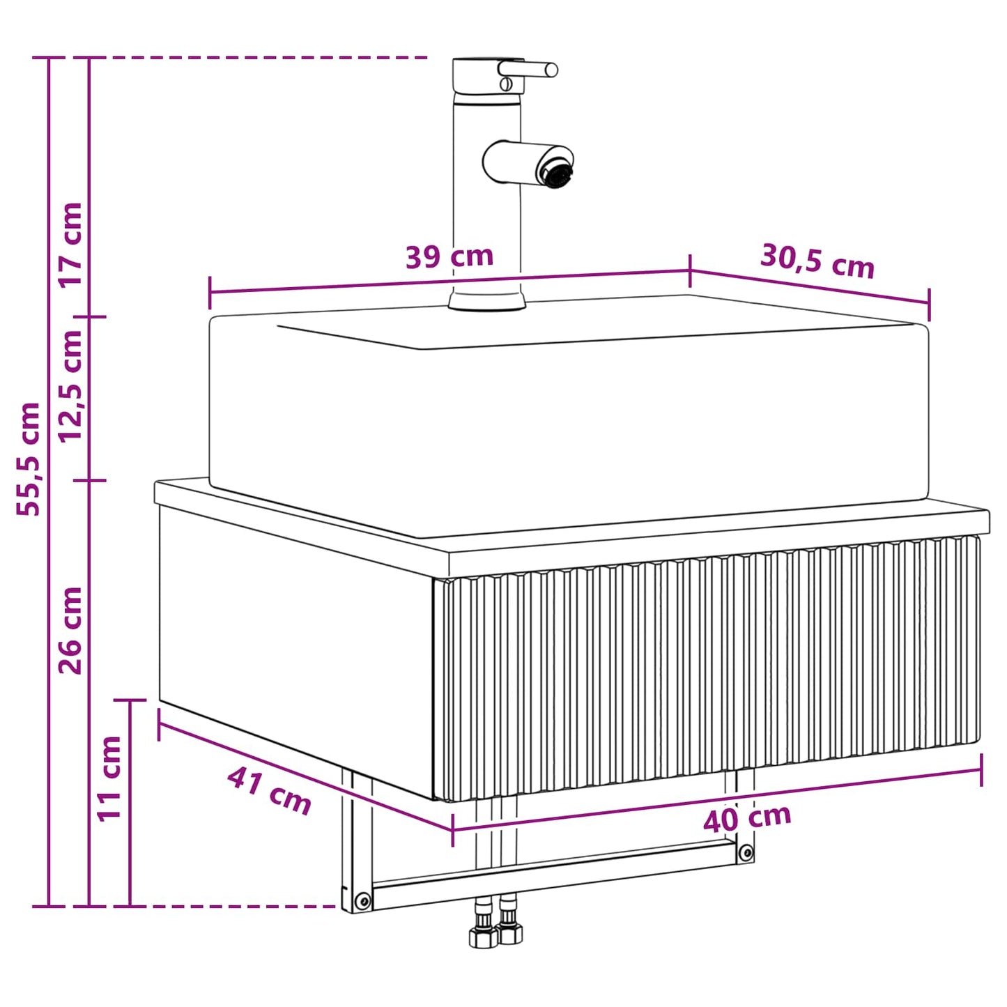 Lavabo da Parete Legno antico 40 x 41 x 39 cm | homemem39