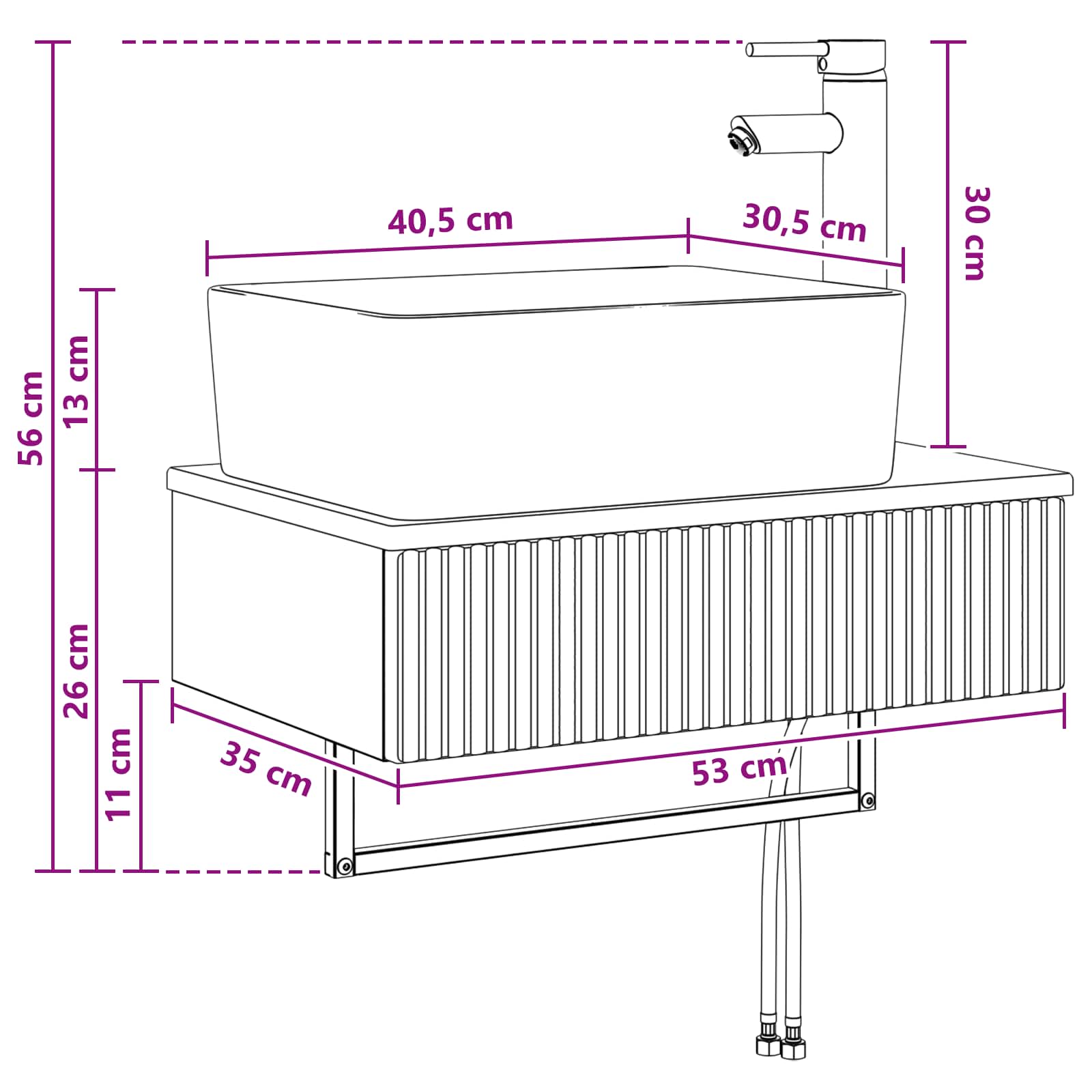 Lavabo da Parete Bianco 53 x 35 x 39 cm Legno ingegnerizzato | homemem39