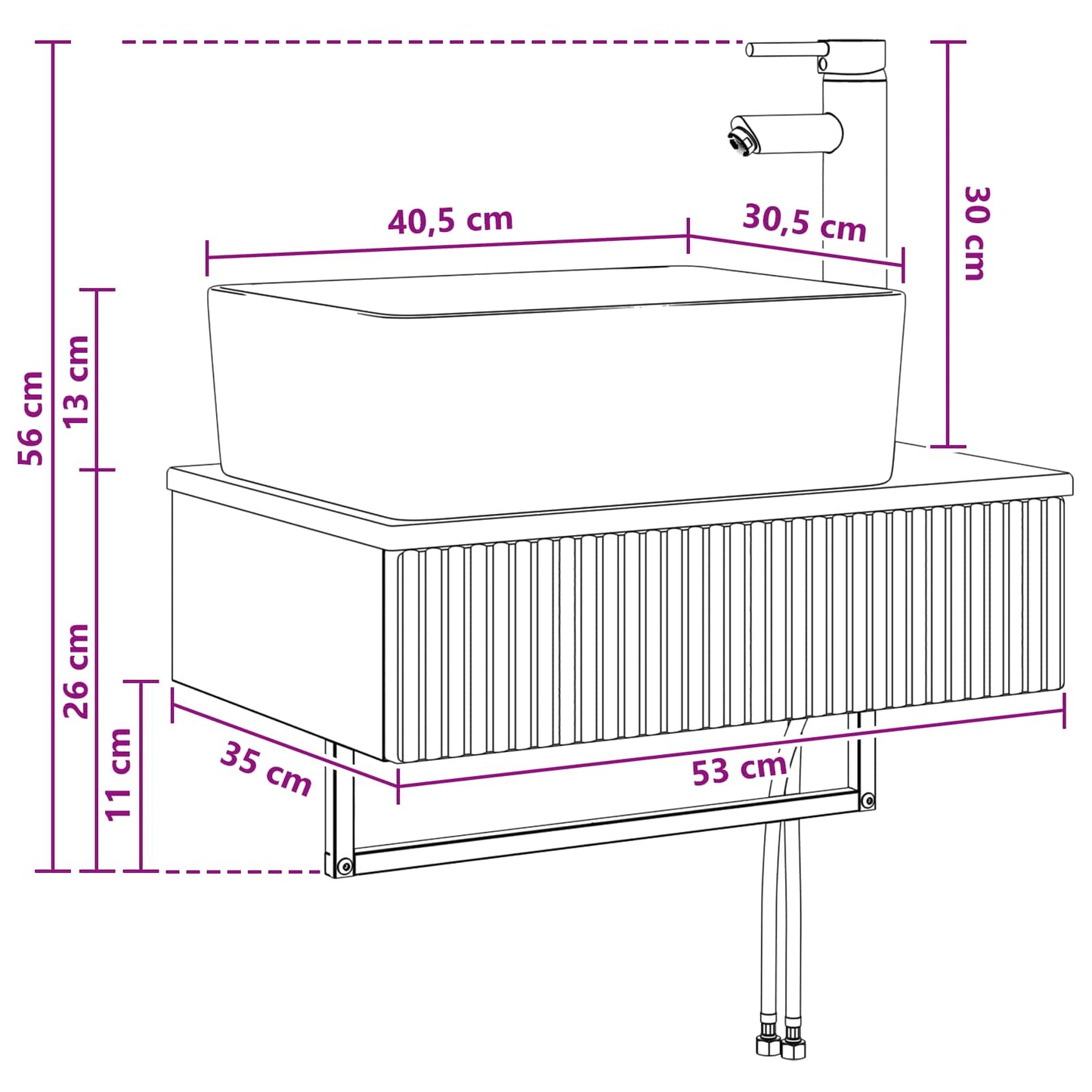 Lavabo da Parete Bianco 53 x 35 x 39 cm Legno ingegnerizzato | homemem39