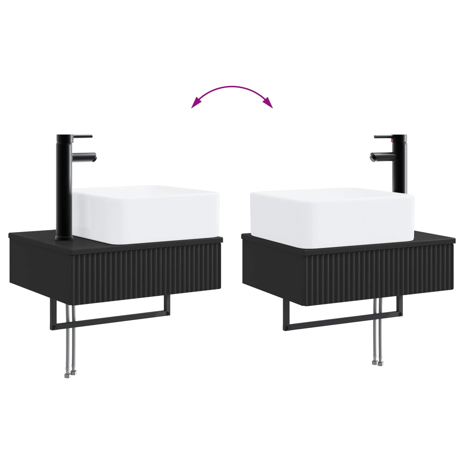 Lavabo da Parete Nero 53 x 35 x 39 cm Legno ingegnerizzato | homemem39