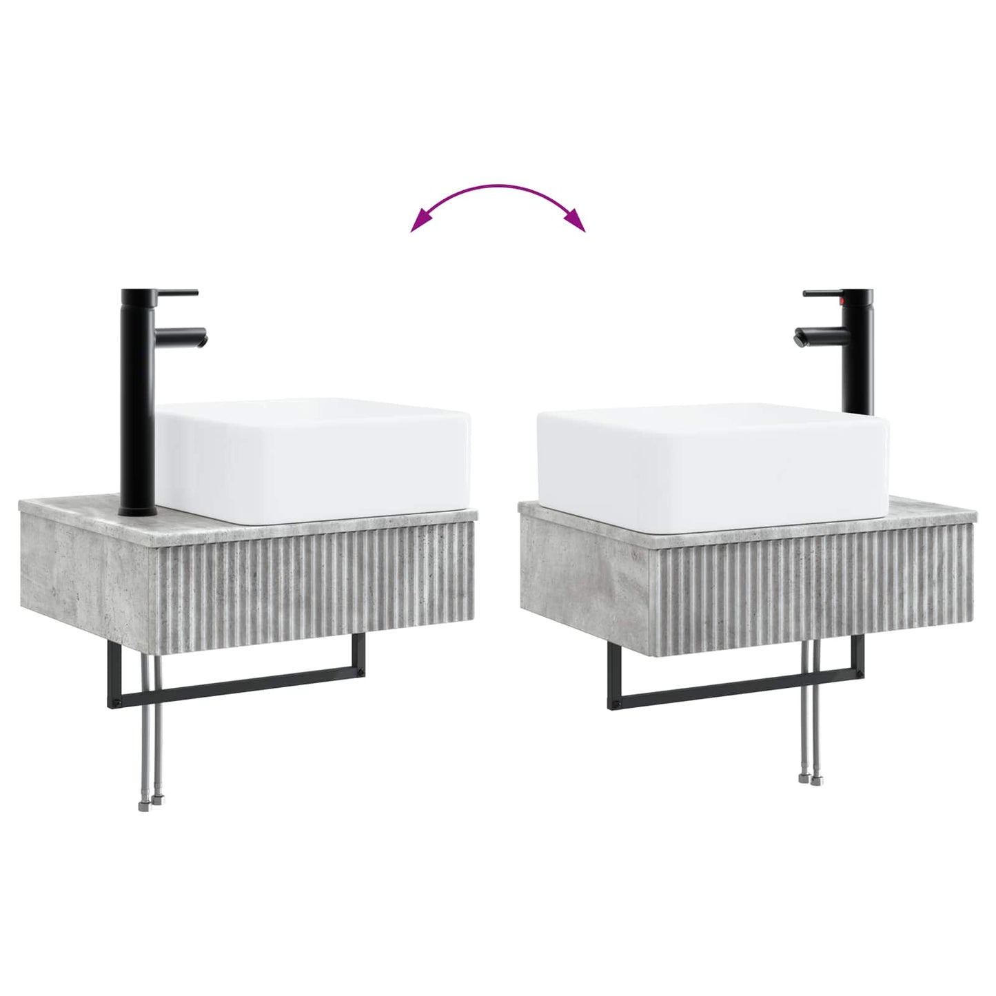 Lavabo da Parete Grigio Cemento 53 x 35 x 39 cm | homemem39