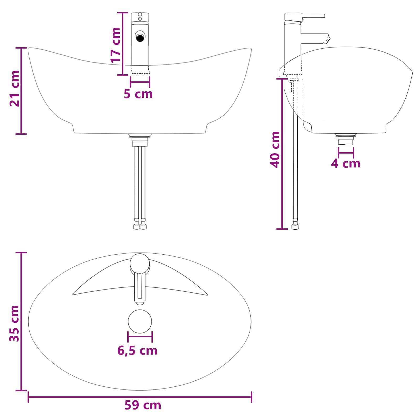 Lavabo da bagno Cromato 59 x 35 x 21 cm Metallo | homemem39