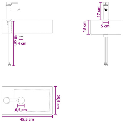 Lavabo da bagno Nero Opaco 45,5 x 25,5 x 13 cm Metallo | homemem39
