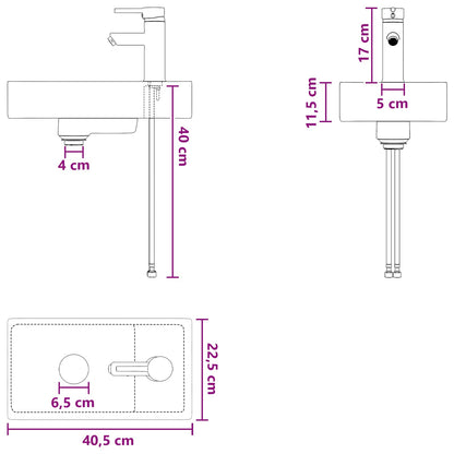 Lavabo da bagno Nero Opaco 40,5 x 22,5 x 11,5 cm Metallo | homemem39