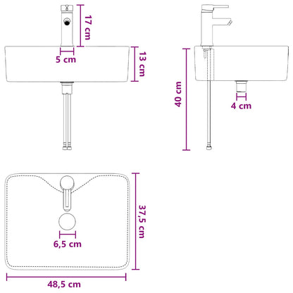 Lavabo da bagno Nero Opaco 48,5 x 37,5 x 13 cm Metallo | homemem39