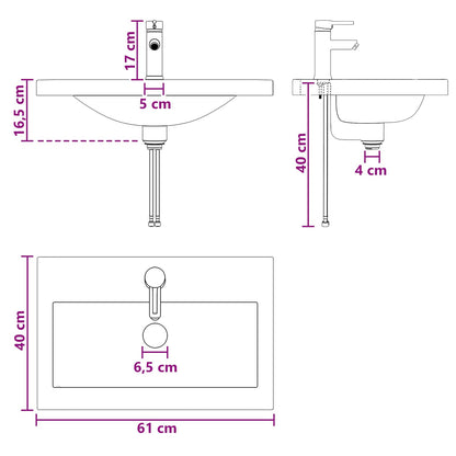Lavabo da bagno Nero Opaco 61 x 40 x 16,5 cm Metallo | homemem39